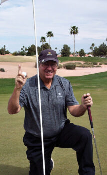 Bruce McCorkle, IMGA May Golfer of the Month, on the 17th hole at Ironwood, where he scored his first hole-in-one this March.