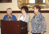 Esther Spear is shown accepting a Thank You Certificate from Joyce Spartonos and Shirley Shalett, co-presidents of Shalom Hadassah.