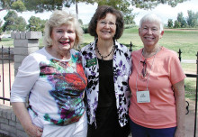 Sun Lakes Garden Club members Joy Sutton (left) and Jan Bobbett (right) are pictured with Lee Ann Aronson, University of Arizona Master Gardener and presenter of “Salsa Gardening with Herbs.”
