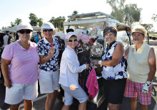 “We are ready for golf!” Billie Seiberling, Virginia Diers, Sandy Johnson, Jo Crook and June Park.