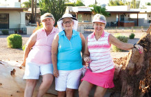 The three Cottonwood women who were taking advantage of one of the many trees that were downed on the golf course are Mary Nelson, Billie Seiberling and Janet Quade.