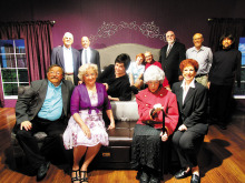 (Seated in front) Ted Peck, Carole Hollar, Janine Schneck, Gloria Kelinson (On bed) Merrie Crawford, Joyce Recupido, Bud Jenssen (Standing) Bob Rouleau, Bill Munn, John Crawford, Jim Thorbourn And last but not least – all in black – Mike Carter