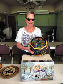 Artist of the Month Evelyn Sundman with samples of her beautiful work.