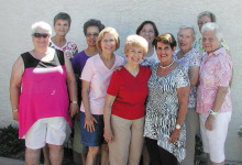 Some members of the Sun Lakes Garden Club are outside of the Chapel Center.