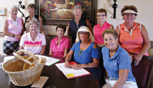 The 2014 Cancer  Tournament committee:  Back row (left to right) Anita Barber, Sandy Eeds, Chairperson Carolyn Tagetz, Gwen Curtis and Kathy Jones; front row (left to right) Pat Florence, Ann Hammond, Cindy Bosch and Janet Baron.