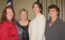 Regent’s Family Tree (left to right) Peg Schwab (cousin), Betty Wells (sister), Rebecca Hugus (daughter) and Regent Barbara Hugus.