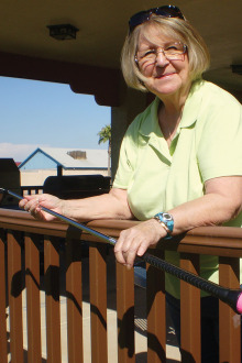Kathi Bobek, Lady Putter’s Secretary, is ready for opening day. Kathi was raised near Detroit working there before moving on to the Chicago area. Kathi moved to Cottonwood 17 years ago where she continued her career and retired in 2010. Soon after, she joined Lady Putters and is also an active volunteer and other club activities.