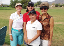 Overseeding prompted Glo Malmberg, Carol Russell, Barbara DeNapoli and Rita Mabry to play a round of golf at Ahwatukee Country Club on October 7.