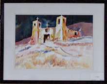 Sharon Gouthro’s painting for “Castles and Cathedrals” hanging in the Cottonwood Art Room.