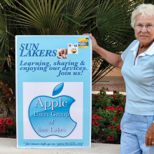 Board member Beverly Shalin invites Apple users to join the Apple Users Club of Sun Lakes to join AUGSL.