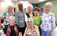 Golden Goalies Luncheon Committee: (back row) Lois Savery, Annette Nunnally, Irene Lafko, Margaret Simkins and Betty Tuzzulino; (front row) Jeri Pfeilsticker and Audrey Knock