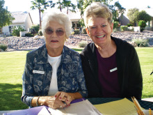 Pictured left is Camille Jasien, the Lady Putter’s Treasurer and also the Monday Flight Leader. Right is Colleen Foley, Monday Flight Leader assistant. Both ladies have been busy with Lady Putters for several years as well as other Sun Lakes organizations.