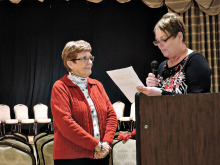 Longtime OLNGA volunteer Pattie Wigton inducted by Vice President Bev Isley