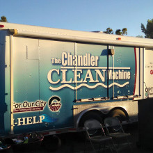 The Chandler Clean Machine will provide shower facilities and washers and dryers to clean clothes!
