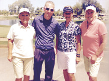 Pictured are Susan Hayward, Mikki Rydell and Nancy Hermanson with our Pro for the Day Shaun Decker.