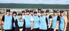 The 2015 Lady Sluggers pictured left to right are Billi Jo Maggio, Sue O’Connell, Ellen Williams, Pat Monson, Kim Hatch, Lynn Casey, Terry Finley, Alyson Stephens, Teresa Dorman, Nora Lavlin, Judy Grefsheim and Charlene Ellis.