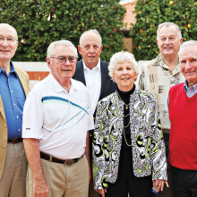 Pictured left to right are the 2015 recipients of the Crystal Award: Gil Hendry, Woody Neiman, Ronald Isaacson, Elaine Hair, Wayne Devoky and Don Hicks.