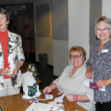 Helping at the Gilbert spelling bee are, from left, Virginia Metz of Sun Lakes, Anna Ayala of south Chandler and Sue Niesz of Sun Lakes.