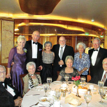 Standing left to right are Nancy and Michael Rogers, Paula and Wade Cunkelman, Helen Skria and Andy Zommers; seated left to right are Tony and Gloria Petriello, Janet Quade and William Phillips.