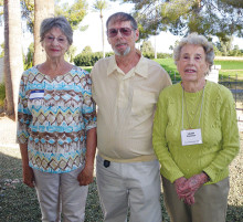 Pictured left to right are Lois McWhirten (new member), Fred Giese (speaker) and Velma Steinman (member since 1999).