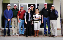 Seen here are members of the San Tan Crown (Sun Lakes) and Green Valley Rotary Clubs along with officials from the FinReg Bank standing in front of FinReg’s Hermosillo Office.