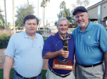 Mike Woldt with John Davis, Tournament Chair and Bill Beltz, IMGA President