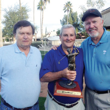Mike Woldt with John Davis, Tournament Chair and Bill Beltz, IMGA President