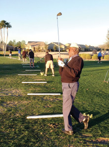 Leroy Hall warms-up for the start of round two of the Presidents Cup.