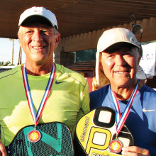 Venture Out 4.5 Men’s Doubles Gold medal winners David Zapatka and Don Simmons
