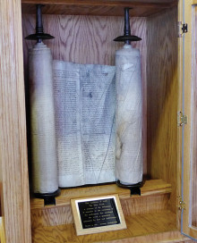 The Sun Lakes Jewish Congregation participated in the Czech Memorial Scroll Trust Workshop and brought scroll No. 77 that was originally from Kolodeje.