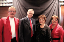 Former Nebraska football coach Tom Osborne and his wife Nancy (second and third from left) were photographed with Sun Lakers Bill (far left) and Mary Fitzke (far right) during the annual Nebraska State Dinner February 28.