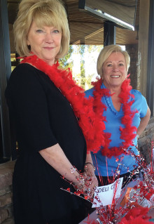 A Picnic on the Patio was enjoyed by Cottonwood’s Lady Niners prior to golf action February 12. Chairing the Valentine themed luncheon was Pat Kivi, right, assisted by Kathie Gates.