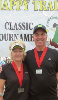 Happy Trails 3.5 Mixed Doubles Silver medal winners Sheila Parkinson and Steve Smitham