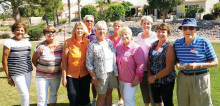 New officers for the Sisk Bocce Ball Club (left to right): Judy Hester, past president; Pam Hansen, secretary; Dianne Severa, vice-president; Harry Bicchieri, social director; Terry Sporleder, division director; Sharon Bicchieri, social director; Irene D’Aloisio, president; and Gary Vacin, publicity Director.