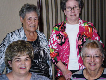 Winners pictured (seated left to right) first place Gerri Deublein, second place Karen Ryan, (standing left to right) third place (tie) Betty Perry and Carolyn Rogers. Rita Stadler and Sandy Bealmear were winners of the cash drawings.