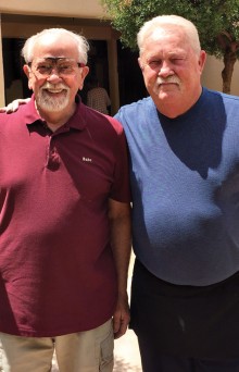 Rod “Babe” Thompson (left) and Tom “Pooch” Ferris shot their way to the 2014-15 Lucky Shot Pool Club season championships in 9-Ball and 8-Ball, respectively. Photo by Gary Vacin.