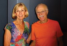 IronOaks Tennis Club President, Judy Gahide, with the club’s Volunteer of the Year, John Radcliffe