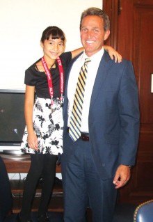 Jaylyn Schmidt, age 8, and Senator Jeff Flake in his office in Washington, D.C. Jaylyn is the granddaughter of Diane Price, a Sun Lakes resident.