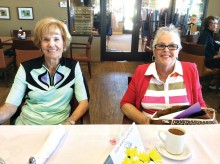 Relaxing after a hard day on the golf course at our March luncheon.