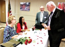 Greeting our Divan rep at our Ladies Night Party.
