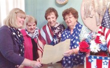 Pictured left to right are Marge Nelson, Peg Schultz, Mitzi Iverson and Regent Barbara Hugus