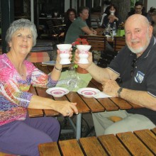 Paula and Wade Cunkelman of Cruise Planners enjoy a Rudesheimer Coffee in Germany.
