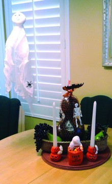 The party was at the home of Carol Reese that is, the Halloween Party attended by ghosts, goblins, and fruits - all made from gourds. Carol got a quick snapshot of the culprits before they danced their way through the night - so playful and spirited, Carol. Good job.