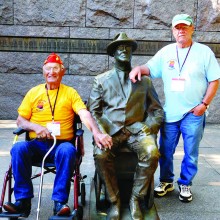 Marines Ernie Karkula and Gordon Fiacco at the DC WWII Memorial
