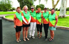 The 18 Holers traveling team from left to right: Karla Carrillo, Mary Oester, Cheryl Reed, Moe Schoenwalder, Nicole Wadley and Marci Koppelmaa