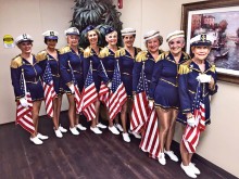Dancers Anne Fomo, Rae Jean Hennig, Merrie Ellen Bergeth, Veronica Beamer, BeBe Brokop, Suzy Hessman, Carole Hollar, Lorraine Twitchell and Maryann Stevens recently performed a patriotic program.