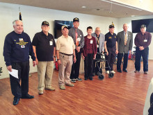 Pictured (left to right) KWVA State Commander Gene Spruce, Treasurer John Thaxton, Commander Jay Sanderson, Second Vice Commander Mike Tennant, Secretary Diane Schkegek, Director Jesse Gersten, Director Wayne Krula, Judge Advocate Robert Sjolin, and First Vice Commander Richard Veenihuis.