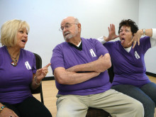 Jo Birlin, Jim McElenny and Janine Schneck play an improv game at the Monday morning workshop. The ImproVables have been together for four years and are one of the only senior improv troupes in the Valley.