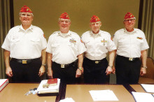 Newly installed officers Mike Bishop, Dave Minick, Dave Lott and John Van Houten
