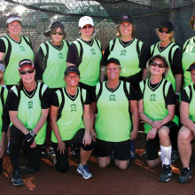 2016 Lady Sluggers: Back row left to right: Ann Buckley, Sue O’Connell, Nora Laflin, Lynn Casey, Teresa Dorman and Katie Moon; front row left to right: Susie Lynch, Billy Jo Maggio, Cyndy Hilby, Terry Finley, Judy Grefsheim and Lynn Tanner. (Photo by Core Photography, LLC).